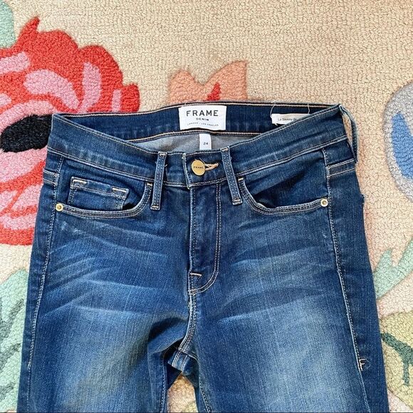 FRAME | le skinny de jeanne fringe distressed denim - Picture 3 of 4